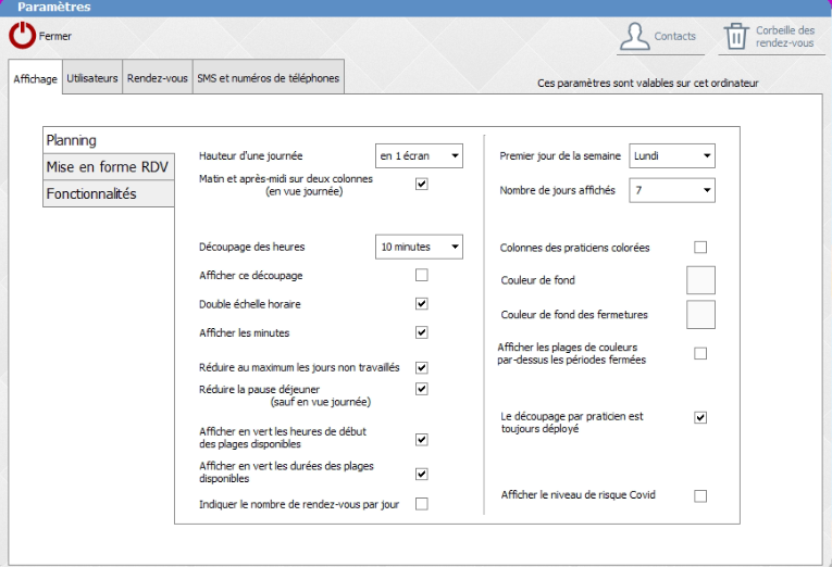 tutoriel configuration LOGOSw planning