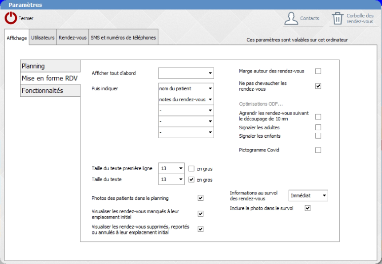 tutoriel configuration LOGOSw RDV