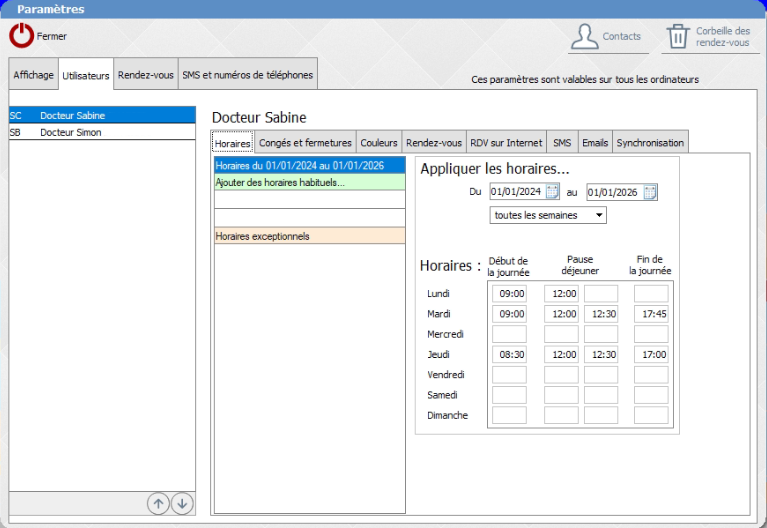 tutoriel configuration LOGOSw utilisateurs