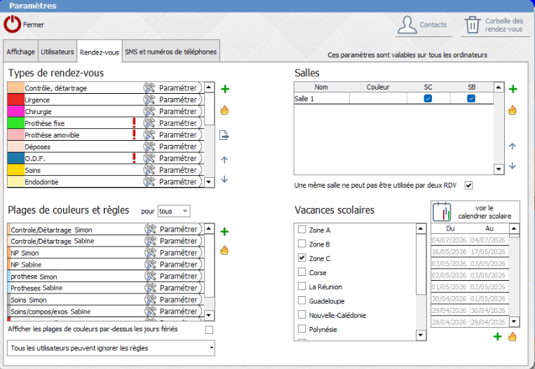 tutoriel configuration LOGOSw rendez-vous