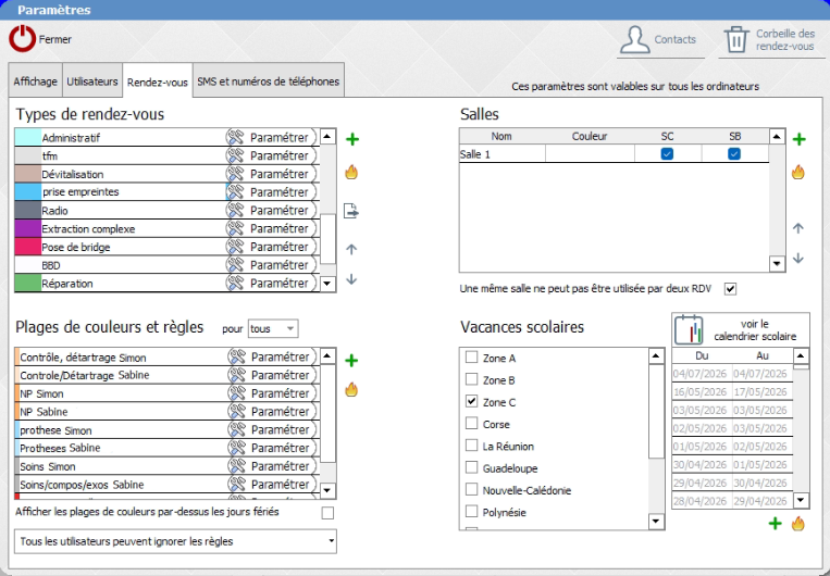 tutoriel configuration LOGOSw config rdv